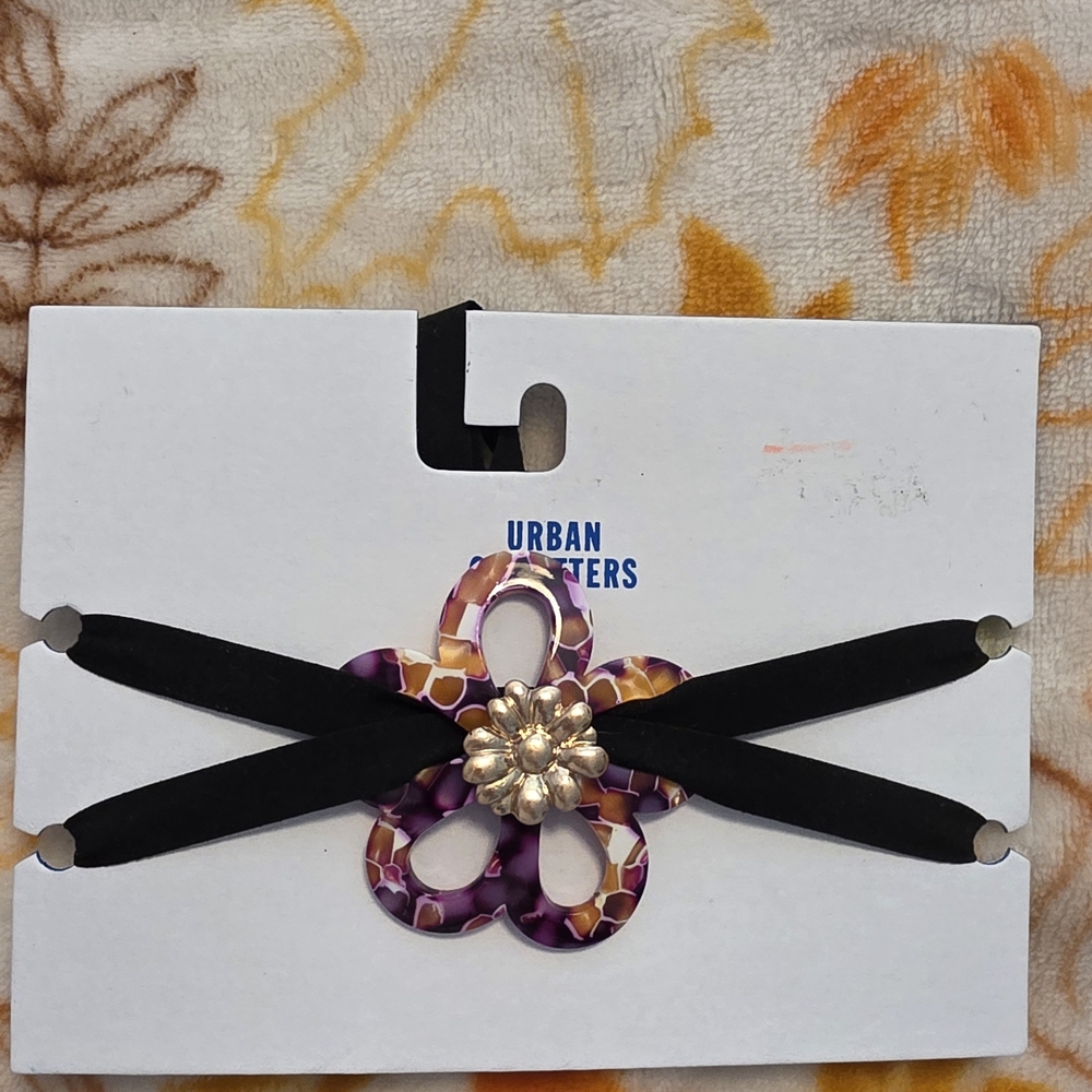 Urban Outfitters Black and Purple Floral Hair Clip